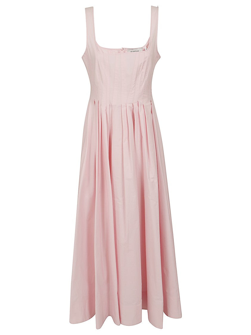 Max Mara Candy Pink Maxi Dress With Square Neckline