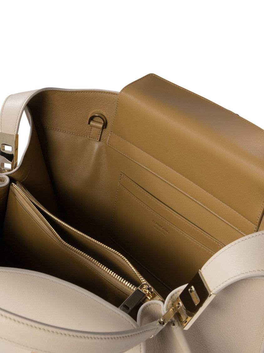 Ferragamo Beige Leather Shoulder Bag
