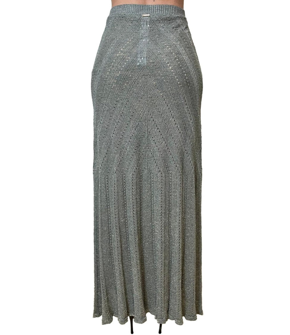 Twin-Set Chevron Knit Maxi Skirt With Fitted Waist