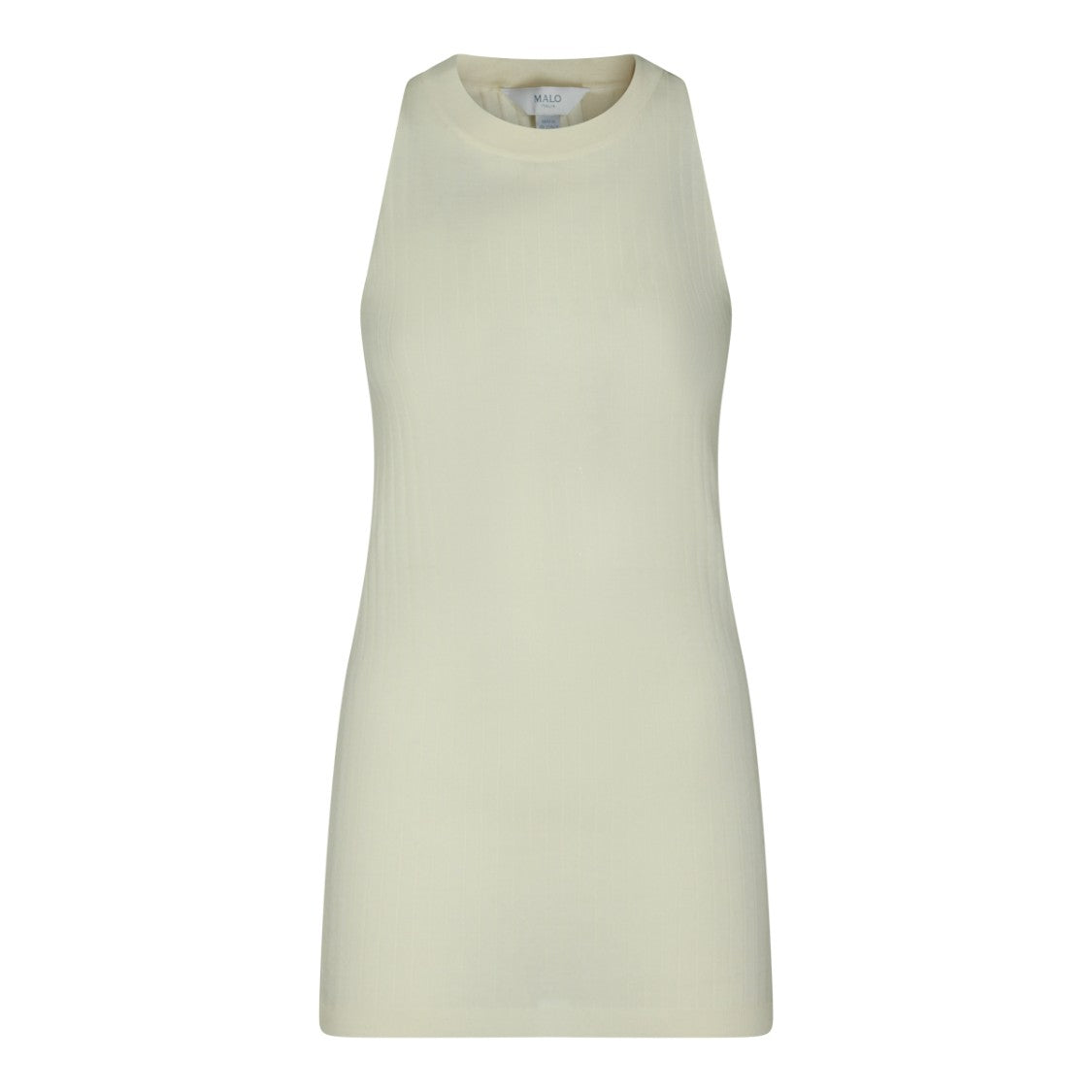 Malo White Cotton Crew Neckline Top
