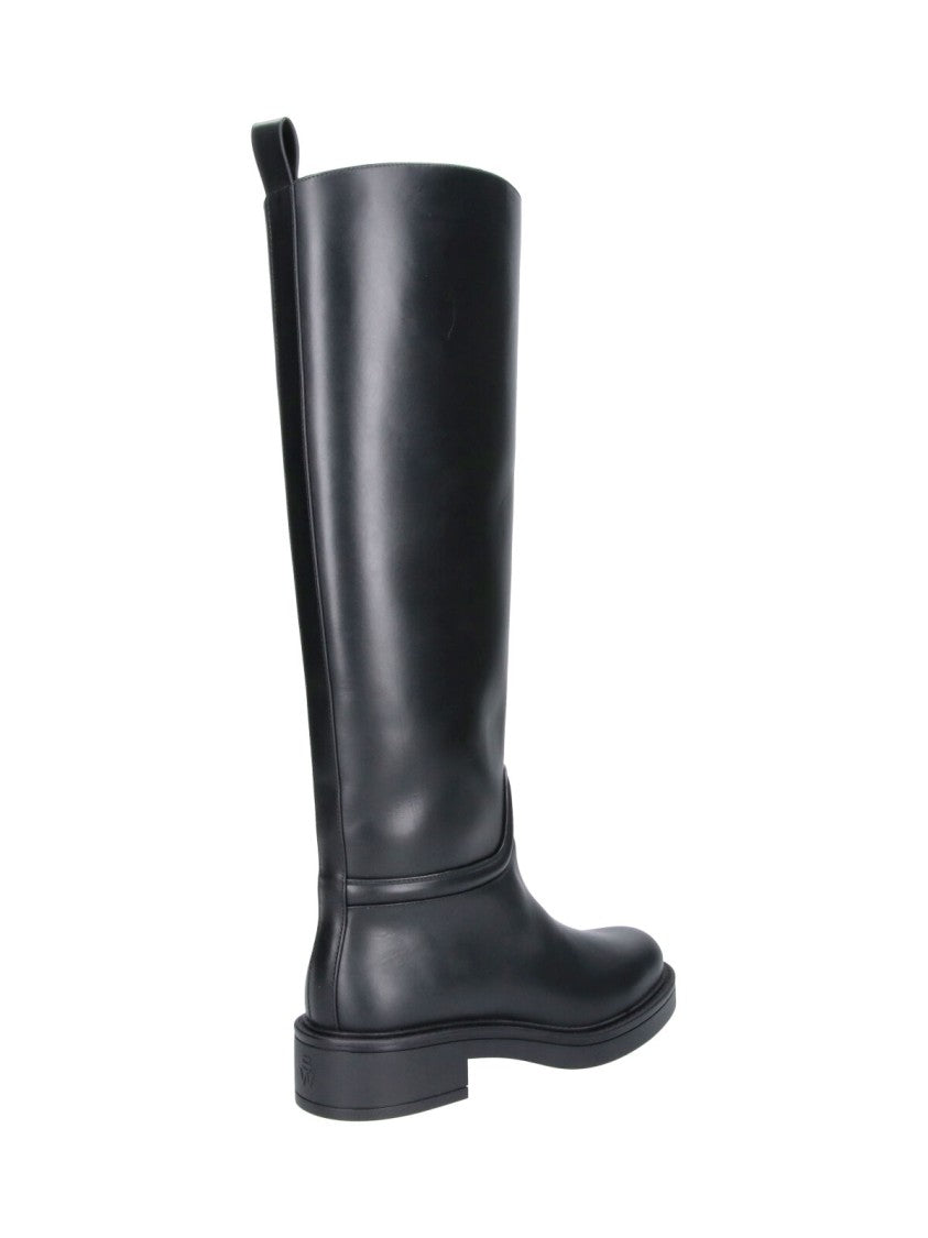 Stuart Weitzman Black Celia Calfskin Slip-On Boots