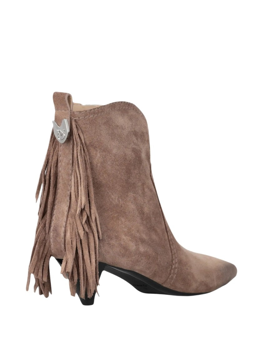 Pinko Soft Suede Ankle Boots With Playful Tassels