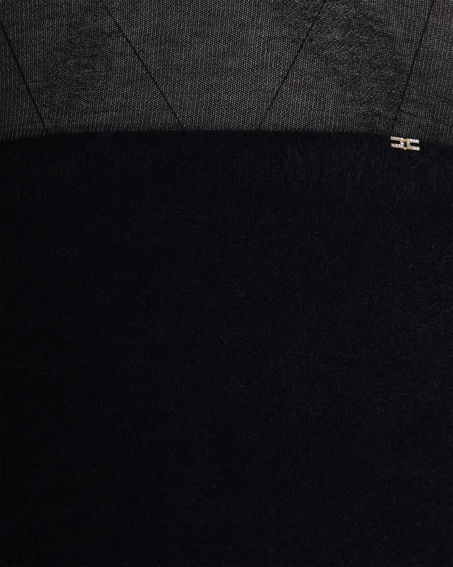 Elisabetta Franchi Cropped Fitted Turtleneck Sweater With Sheer Detailing