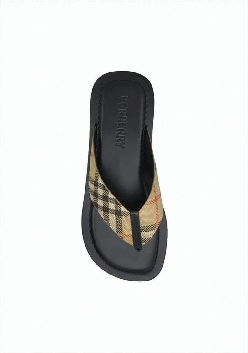 Burberry Classic Checkered Slip-On Sandals With Embossed Branding