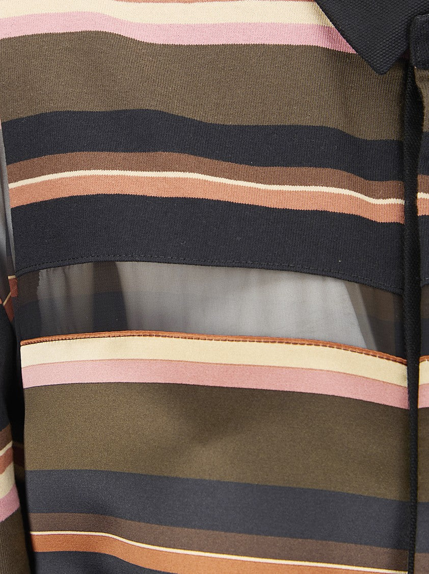 Sacai Horizontal Stripe Shirt With Semi-Transparent Details