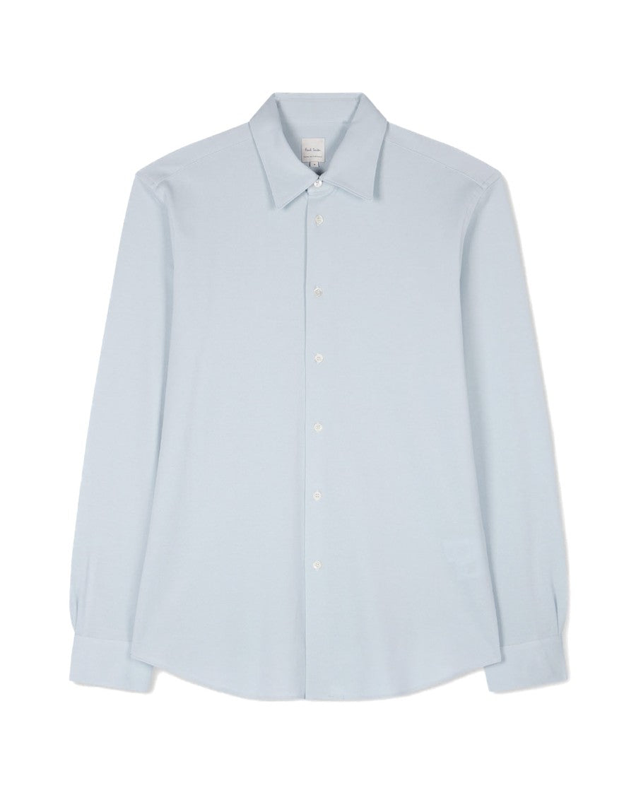 Paul Smith Light Blue Long-Sleeve Cotton Pique Shirt