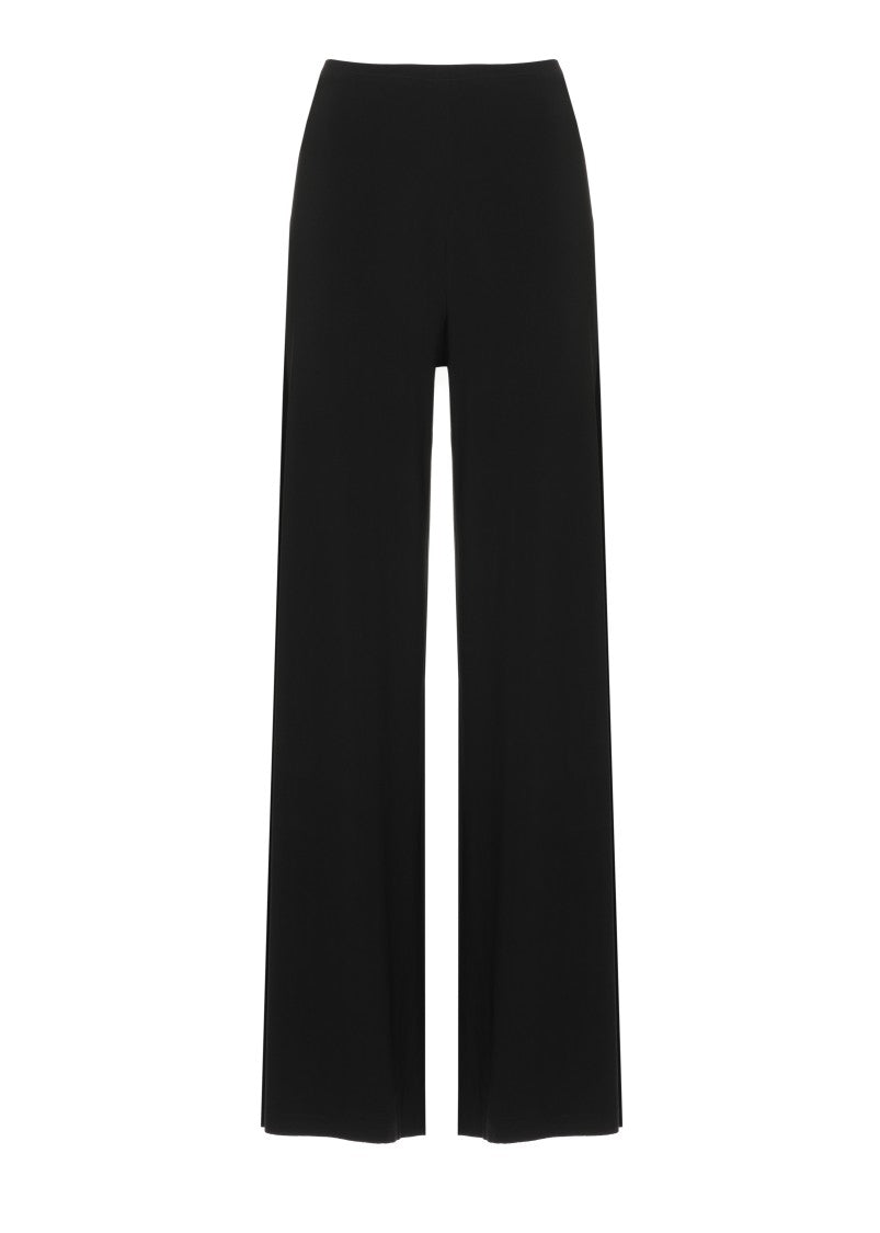 Norma Kamali Black Elastic Waistband Minimalist Wide-Leg Pants