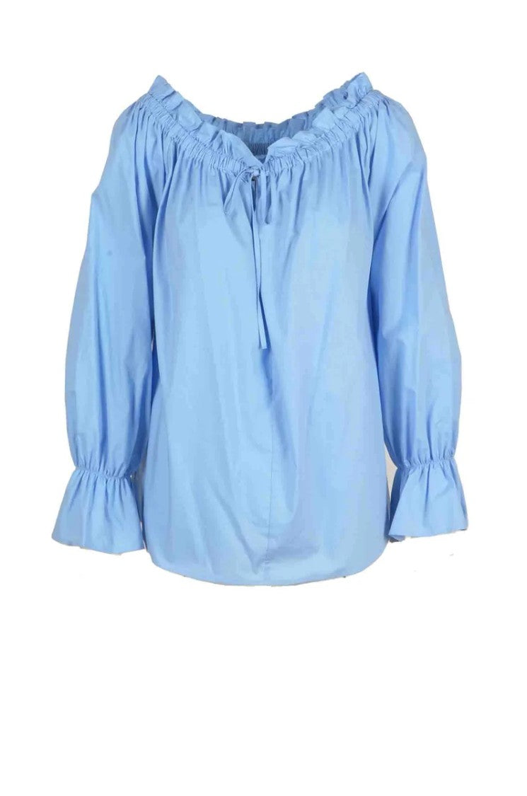 L Autre Chose Light Blue Cotton Blouse