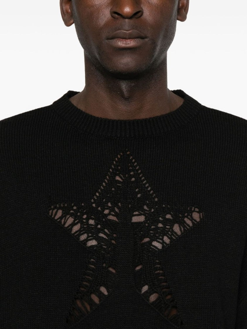 Vision Of Super Star-Cutout Black Sweatshirt With Unisex Fit