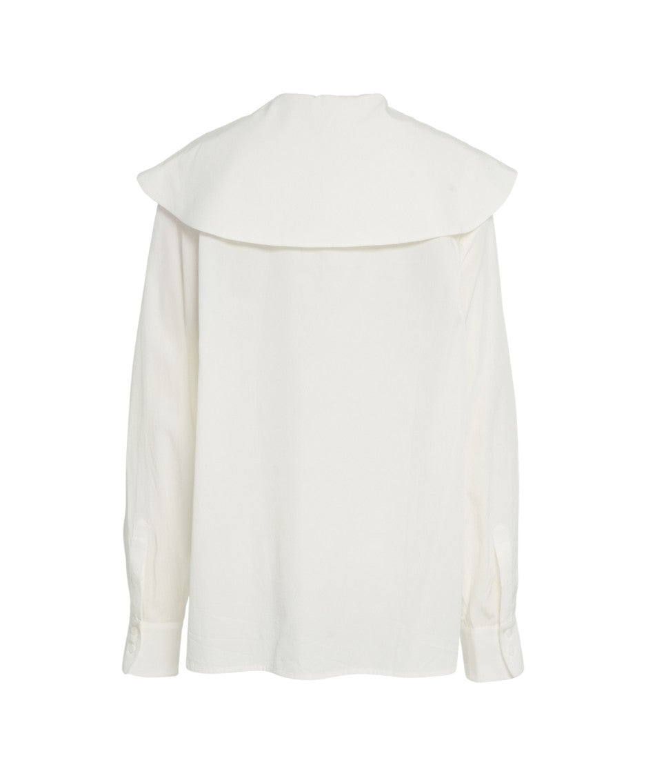 Viktoria Chan Draped Collar Blouse With Buttoned Cuffs