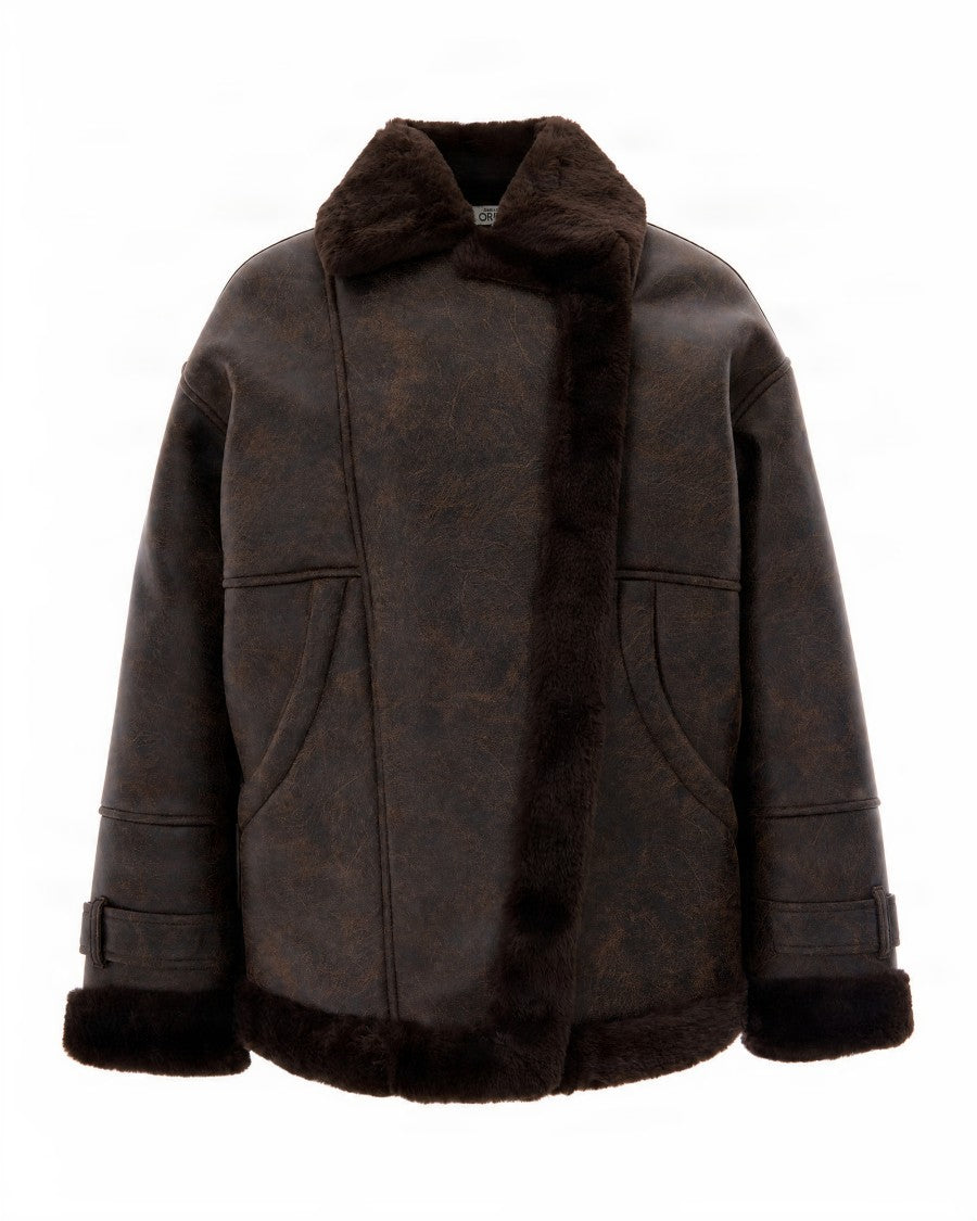 Liu Jo Aviator Jacket With Plush Fur Collar And Oversized Fit