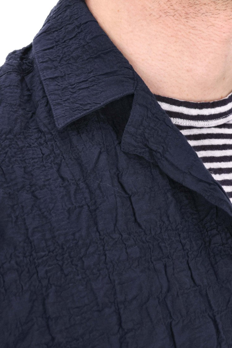 Officine Generale Textured Cotton Short Sleeve Shirt