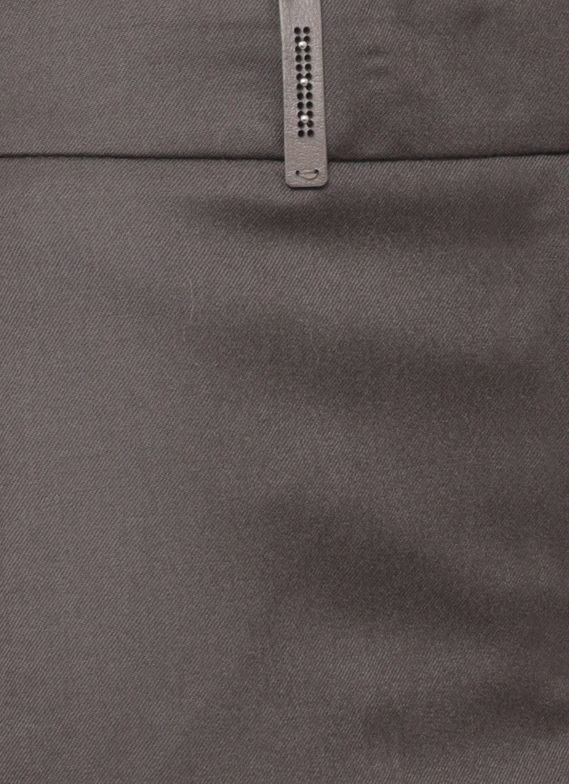Peserico Dark Brown Wide-Leg Tailored Wool Pants