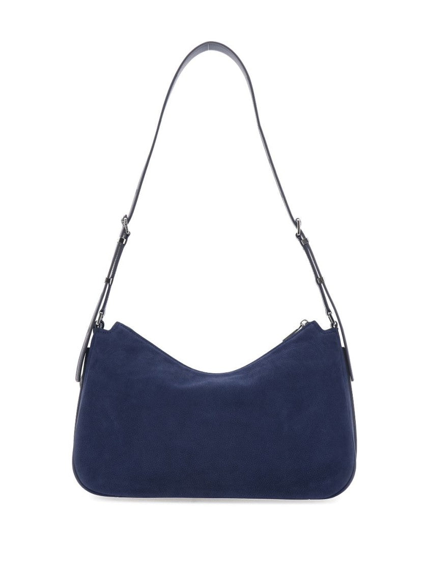 Michael Kors Curved Blue Leather Shoulder Bag