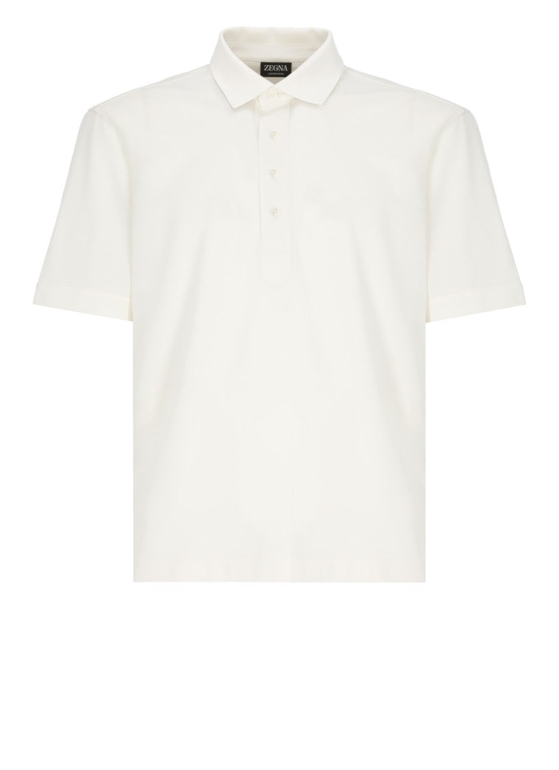Zegna White Cotton Polo Shirt