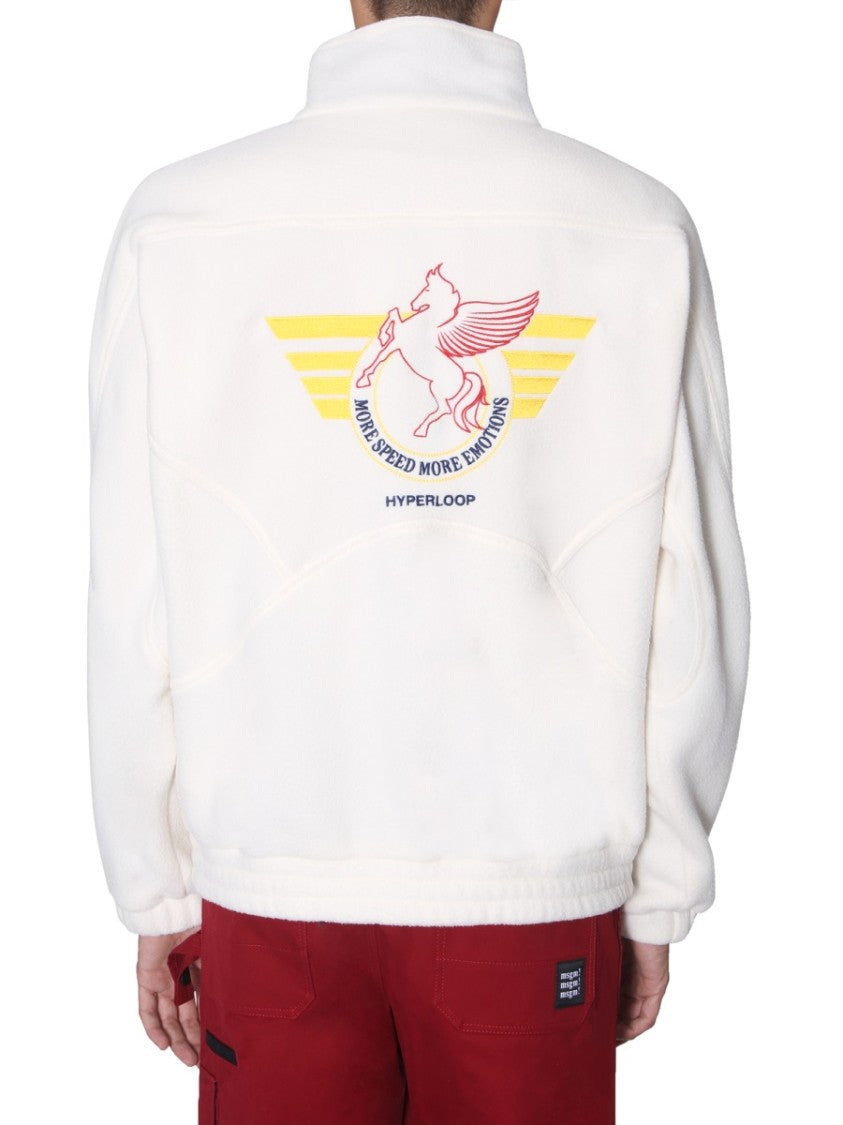 Msgm High-Collar Oversized Sweatshirt With Graphic Design