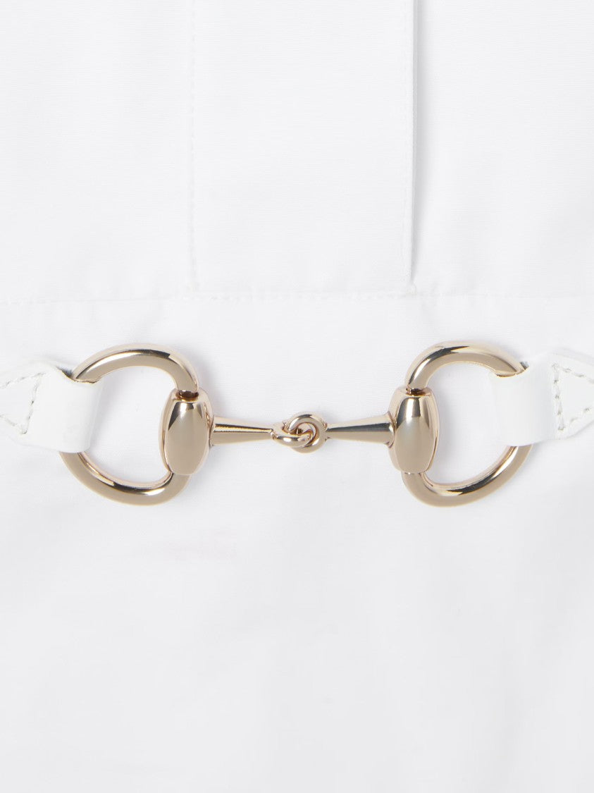 Gucci White Cotton Poplin Tie Ribbon Shirt