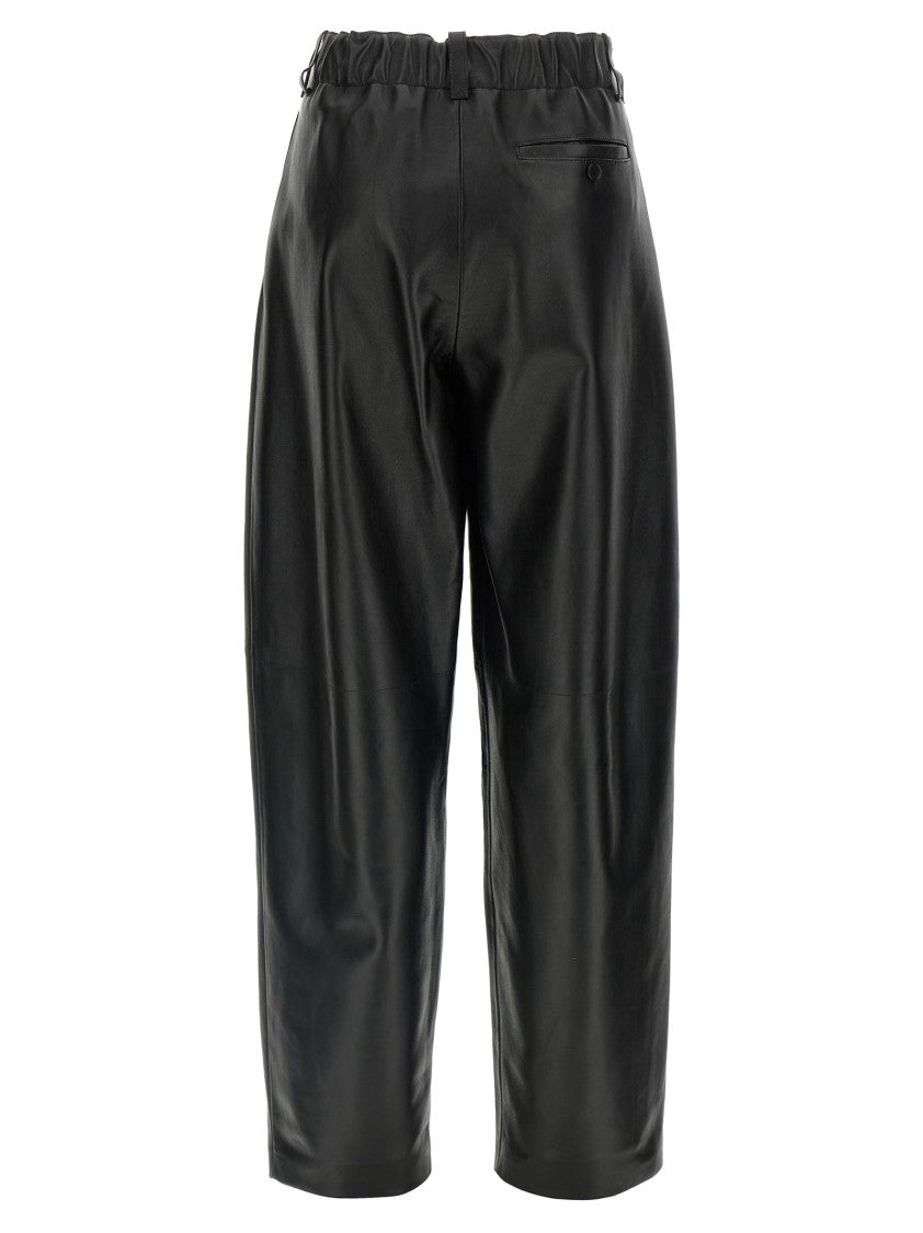 Givenchy High-Waisted Lambskin Pants With Double Front Pleats