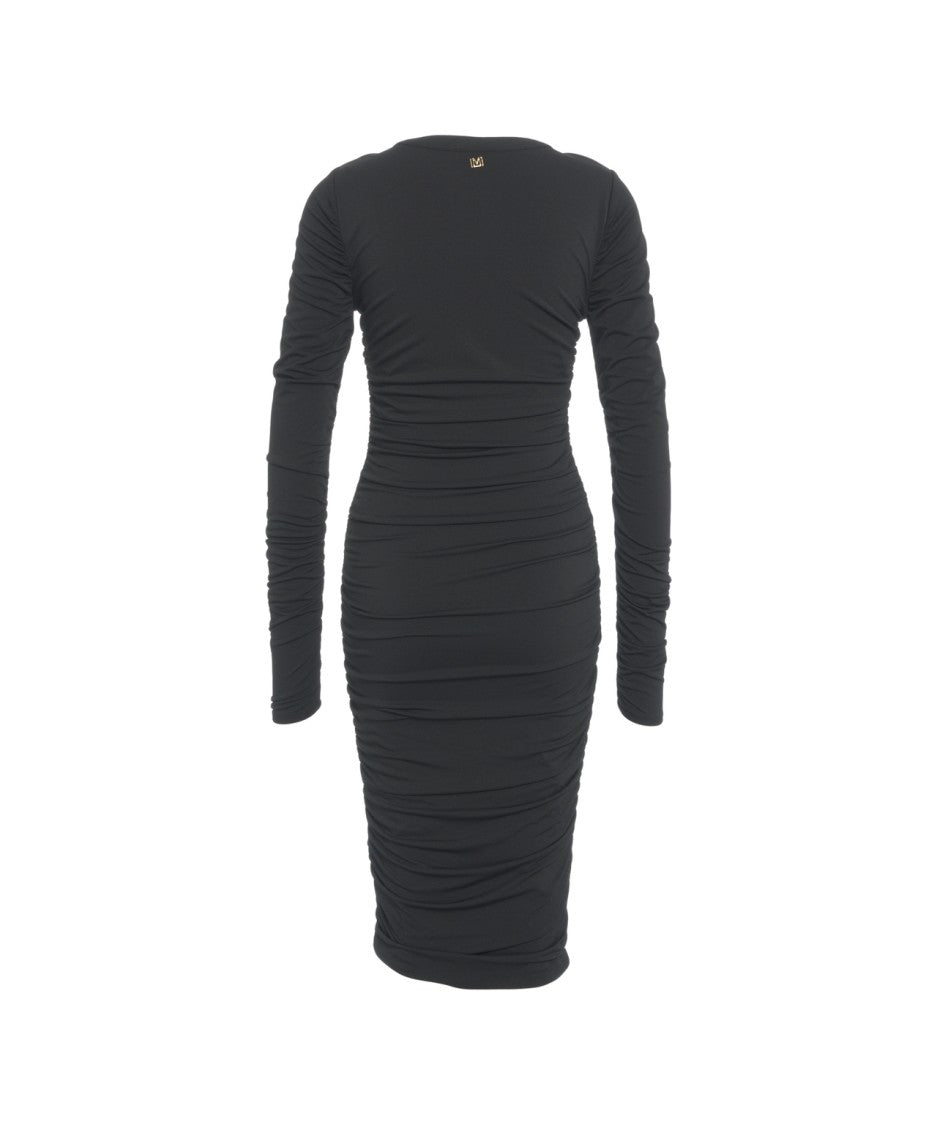 Guess By Marciano Fitted Dress With Ruched Detailing And Deep V-Neckline