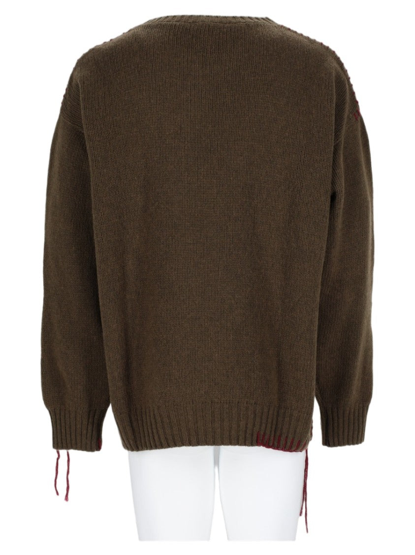Amish Chunky Knit Cropped Sweater With Distressed Details