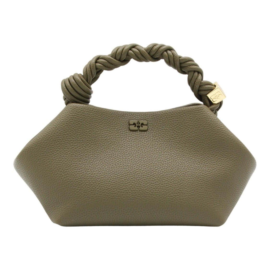Ganni Geometric Handbag With Twisted Handle And Gold-Tone Accents