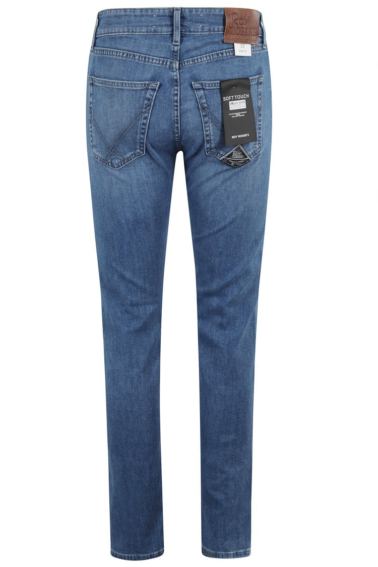 Roy Rogers Slim-Fit Blue Denim Jeans With Low-Rise Waist