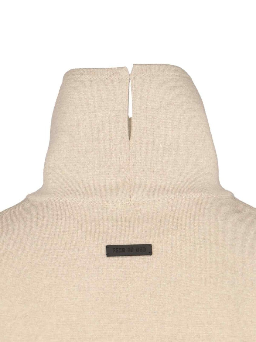Fear Of God Turtleneck Sweater In Beige Virgin Wool Dropped Shoulders