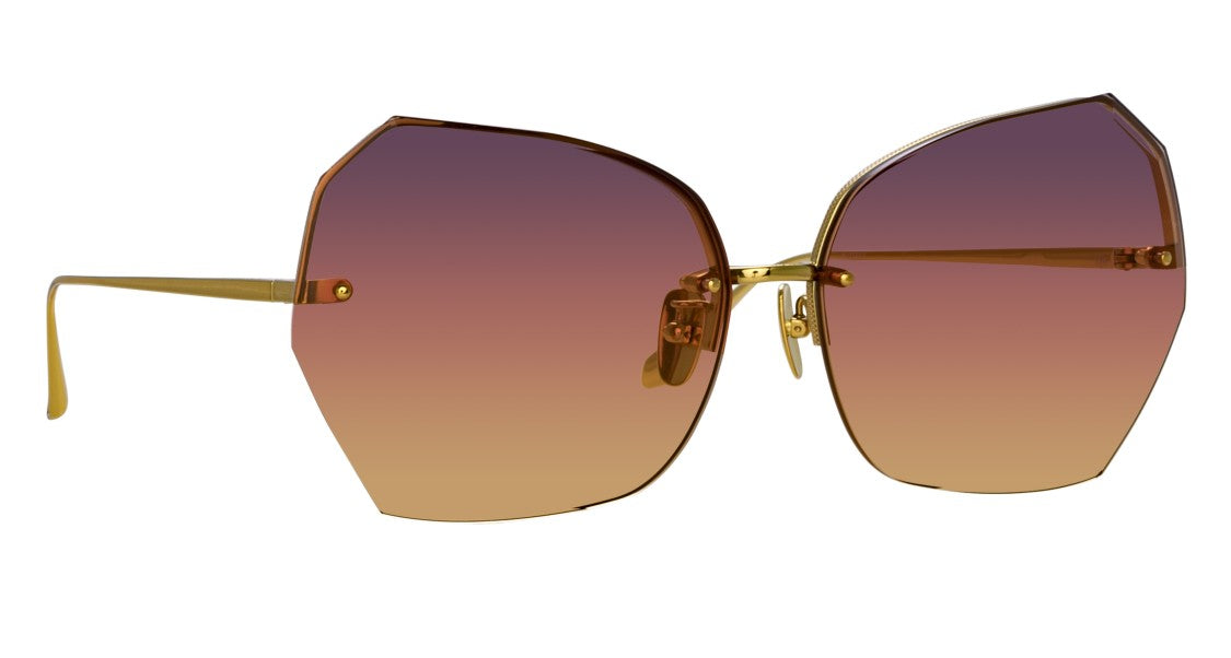 Linda Farrow Lfl Irregular Gradient Lens Sunglasses With Gold-Toned Titanium Arms