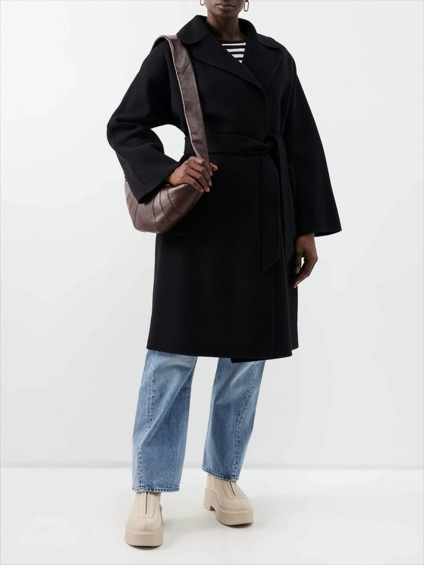 Max Mara Knee-Length Wool Coat With Self-Tie Belt