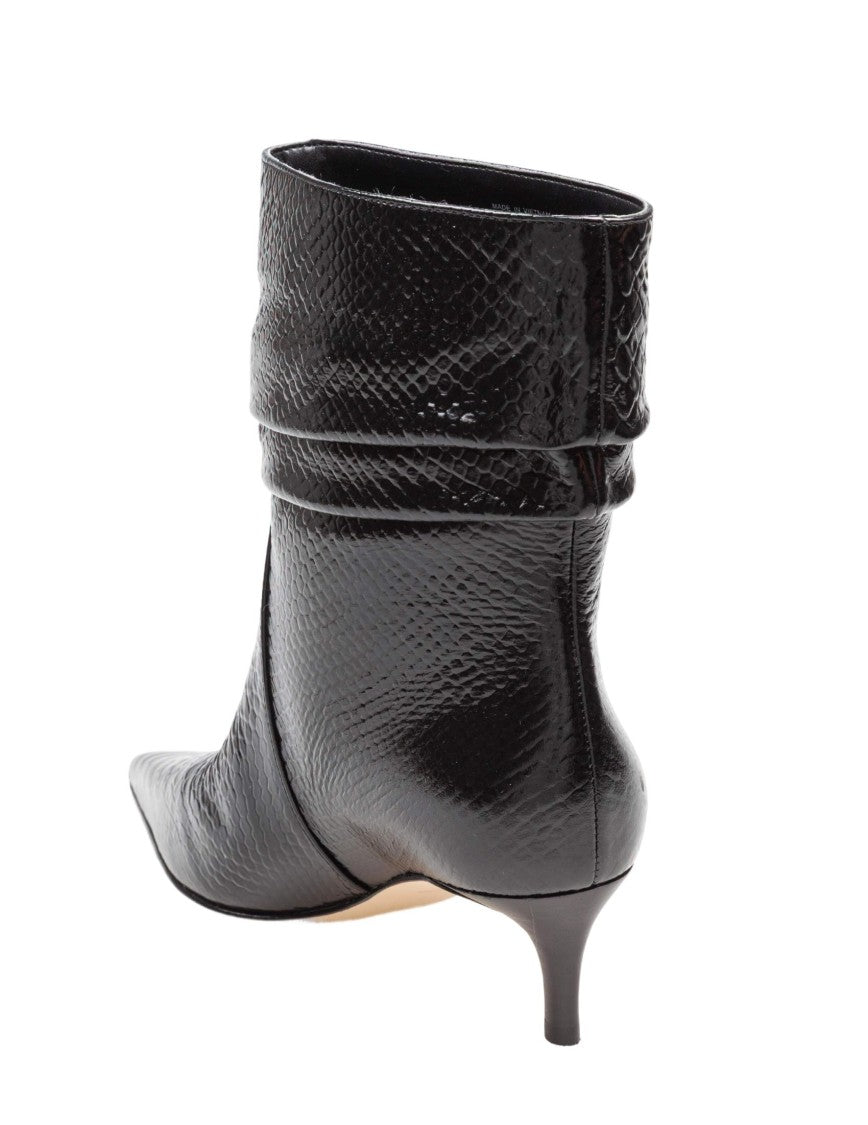 Michael Kors Black Dawn Heeled Ankle Boot In Crocodile-Print Leather