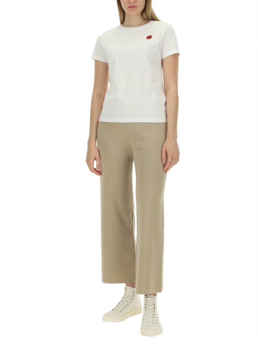 Kenzo Cropped Wool Pants With Wide Leg Design