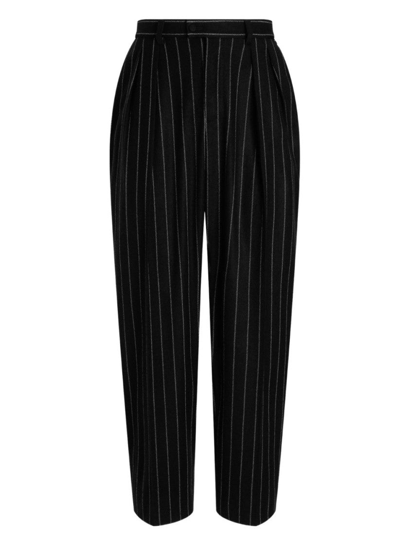 Dolce & Gabbana Cropped Black Striped Trousers With Tailored Fit