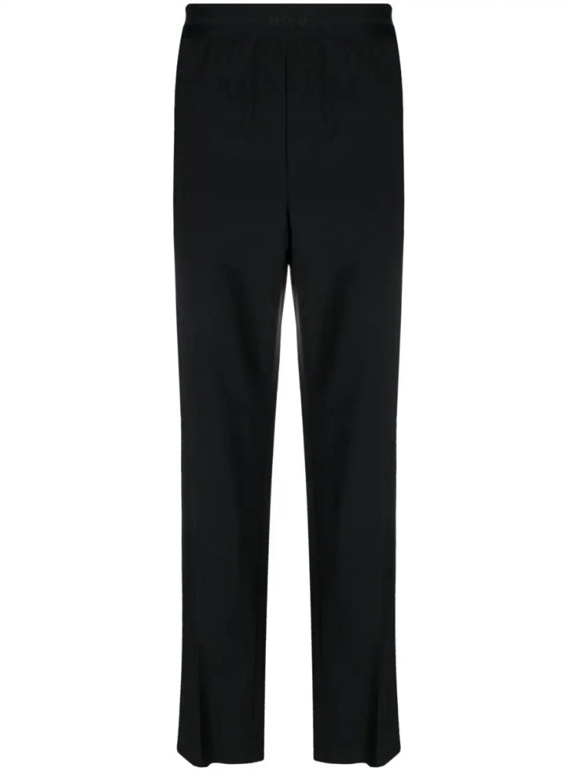 Msgm Black Wool Blend Trousers
