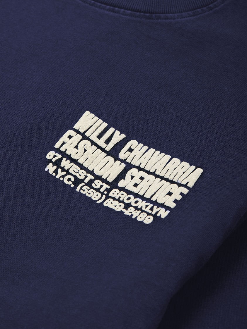 Willy Chavarria Navy Printed Cotton T-Shirt