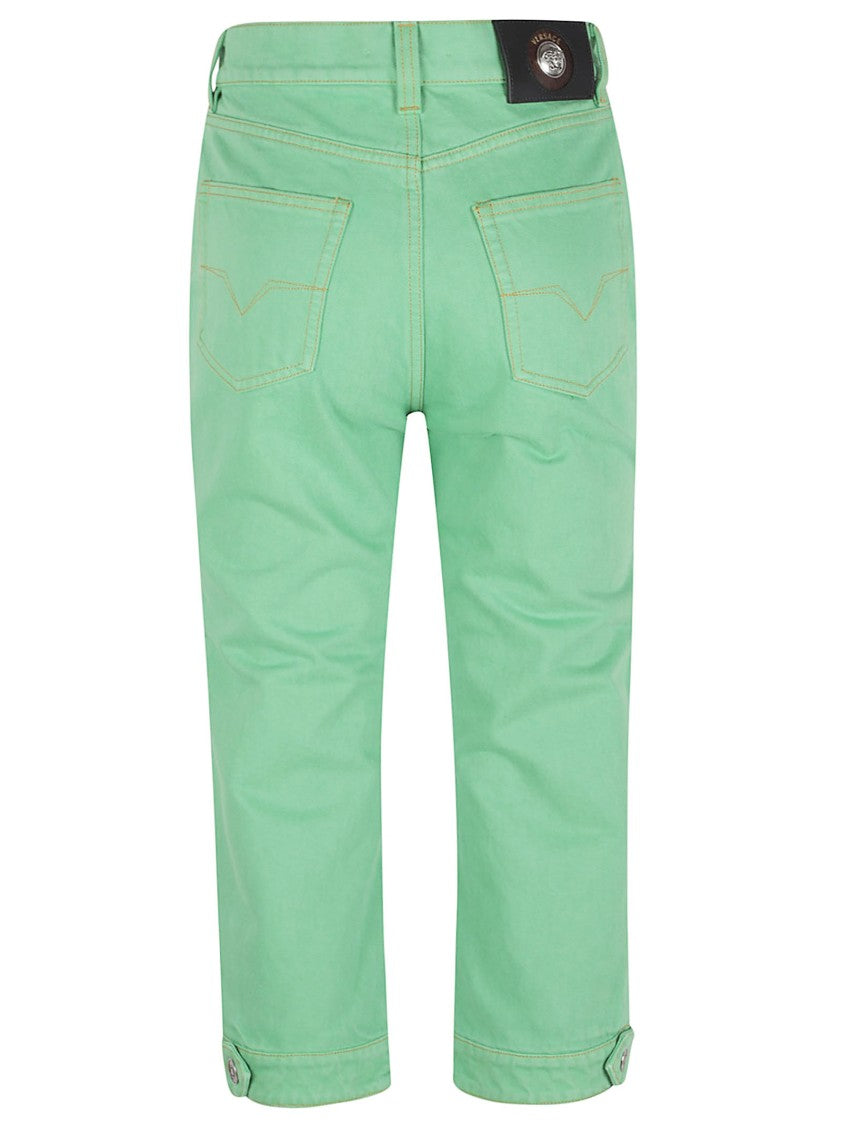 Versace Capri-Length Denim Pants With Adjustable Hems And Medusa Emblem