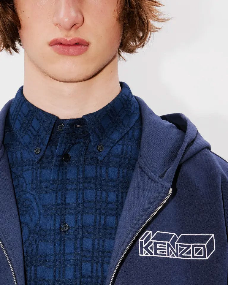 Kenzo Zipped Hoodie With Large Embroidered Logo