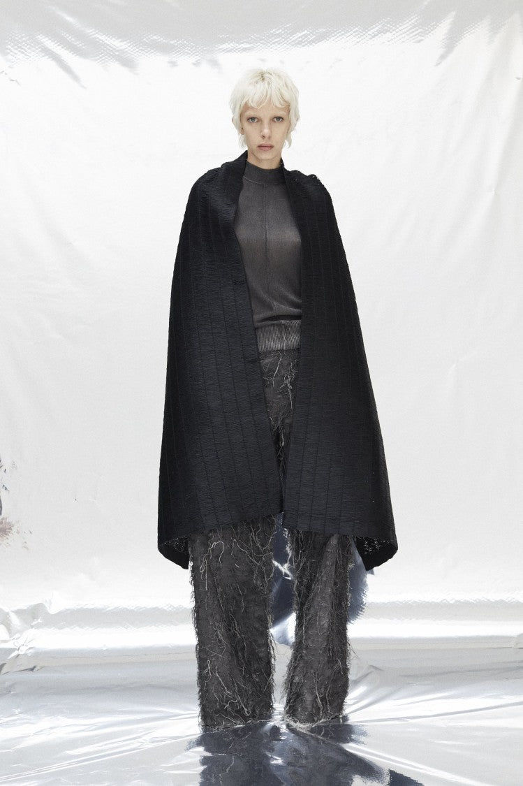 Pier Antonio Gaspari Black Textured Draped Belted Gilet
