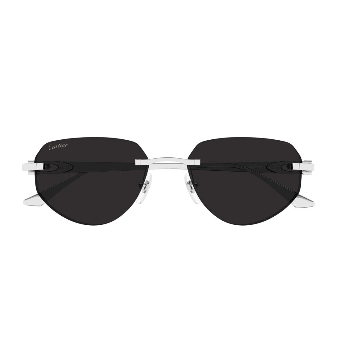 Cartier Minimalist Titanium Sunglasses With Silver Grey Finish
