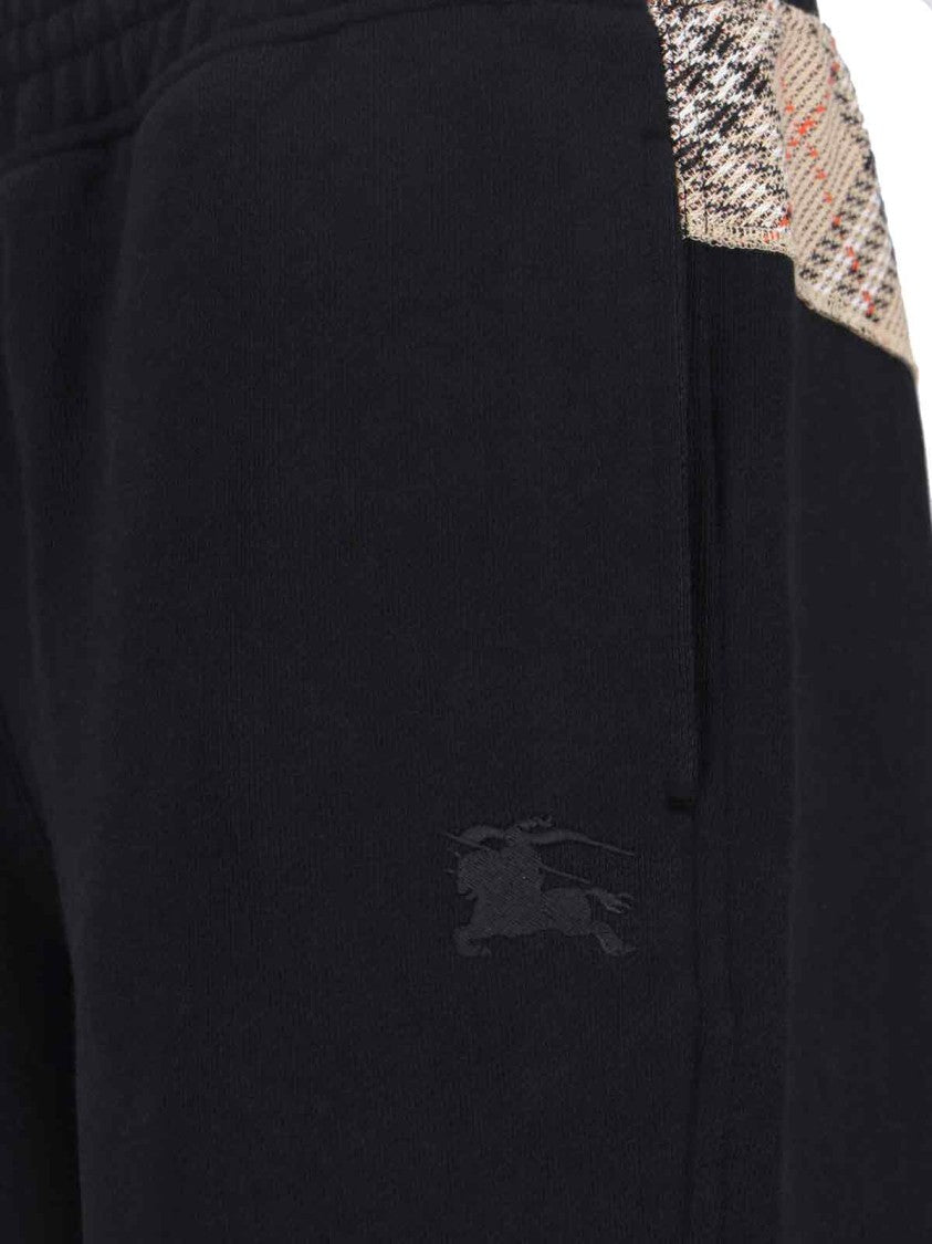 Burberry "Check" Tracksuit Bottoms In Black Cotton