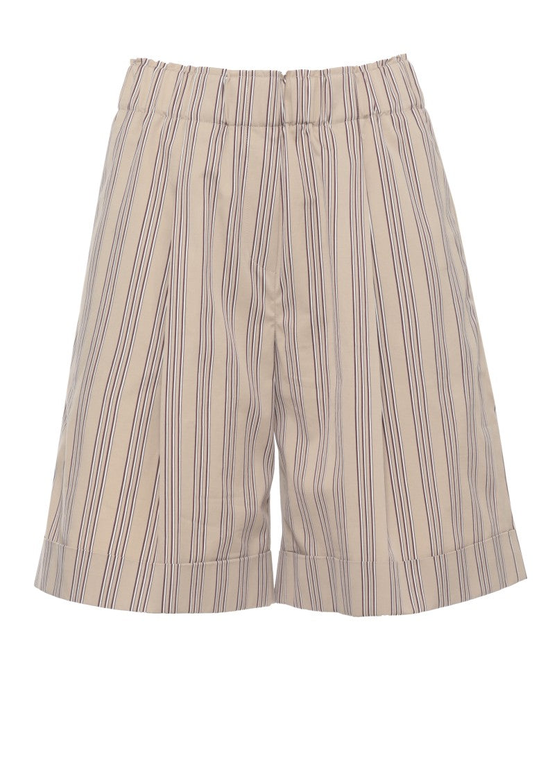 Antonelli Firenze Beige Perilla Striped Cotton Shorts