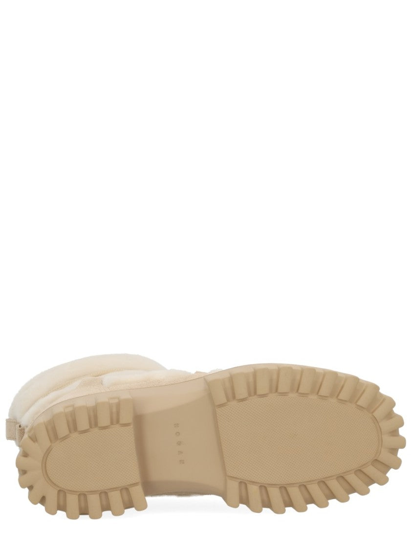 Hogan Beige Boots With Padded Quilted Upper