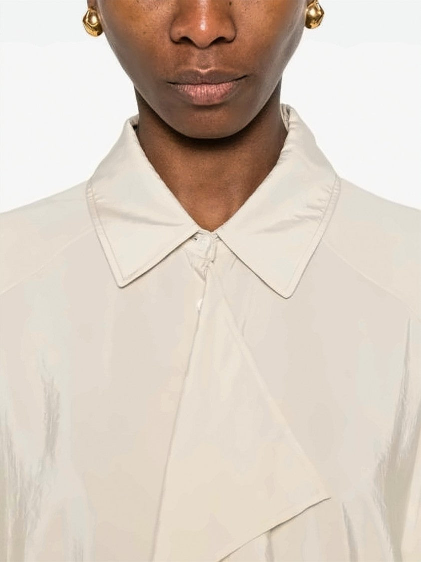 Lemaire Asymmetrical Silk Blend Midi Dress With Puffed Sleeves