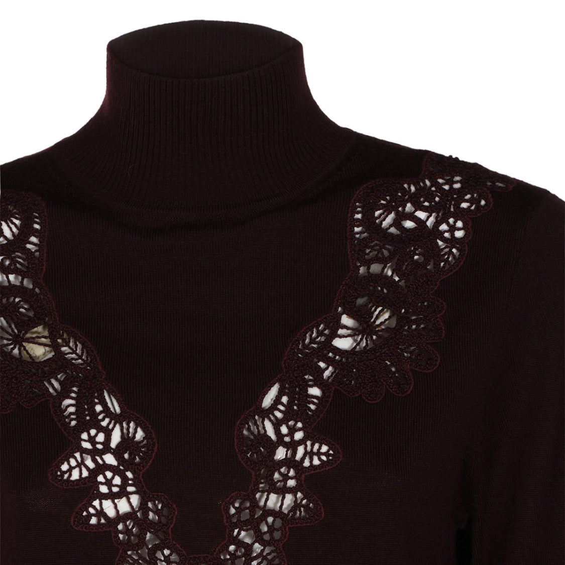 Zimmermann Fitted Sweater With High Turtleneck And Lace Detail