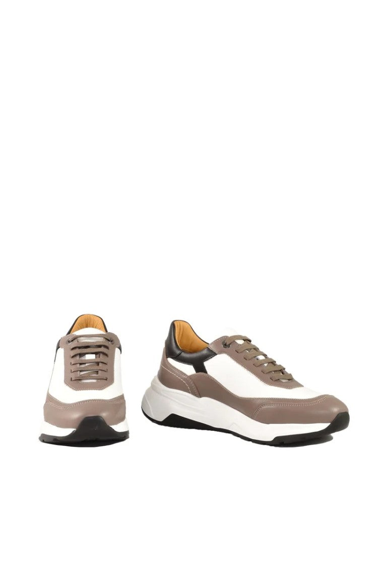 A.Testoni Leather Sneakers - White/Taupe