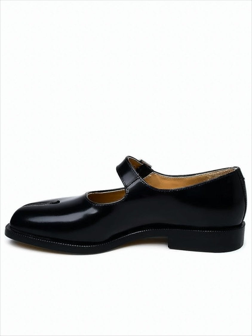 Maison Margiela Split-Toe Black Calfskin Loafers With Adjustable Strap