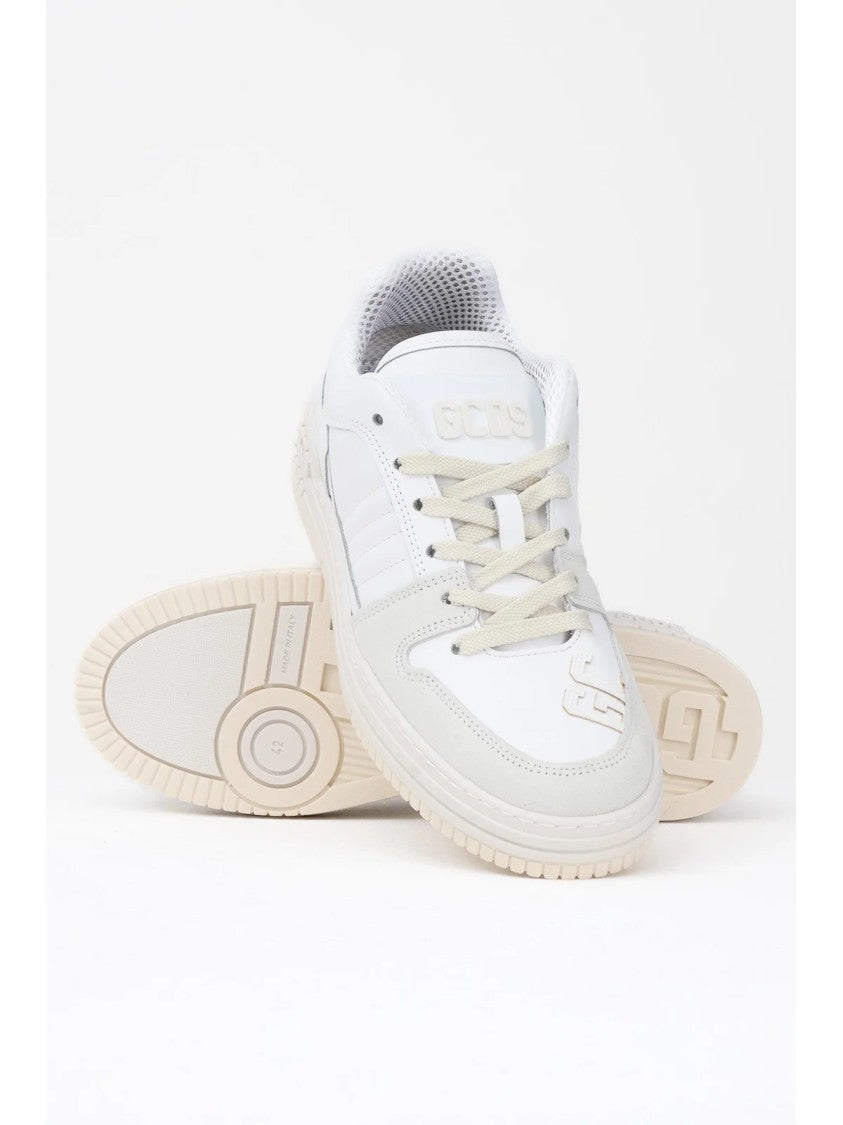 Gcds White Leather Minimalist Sneakers