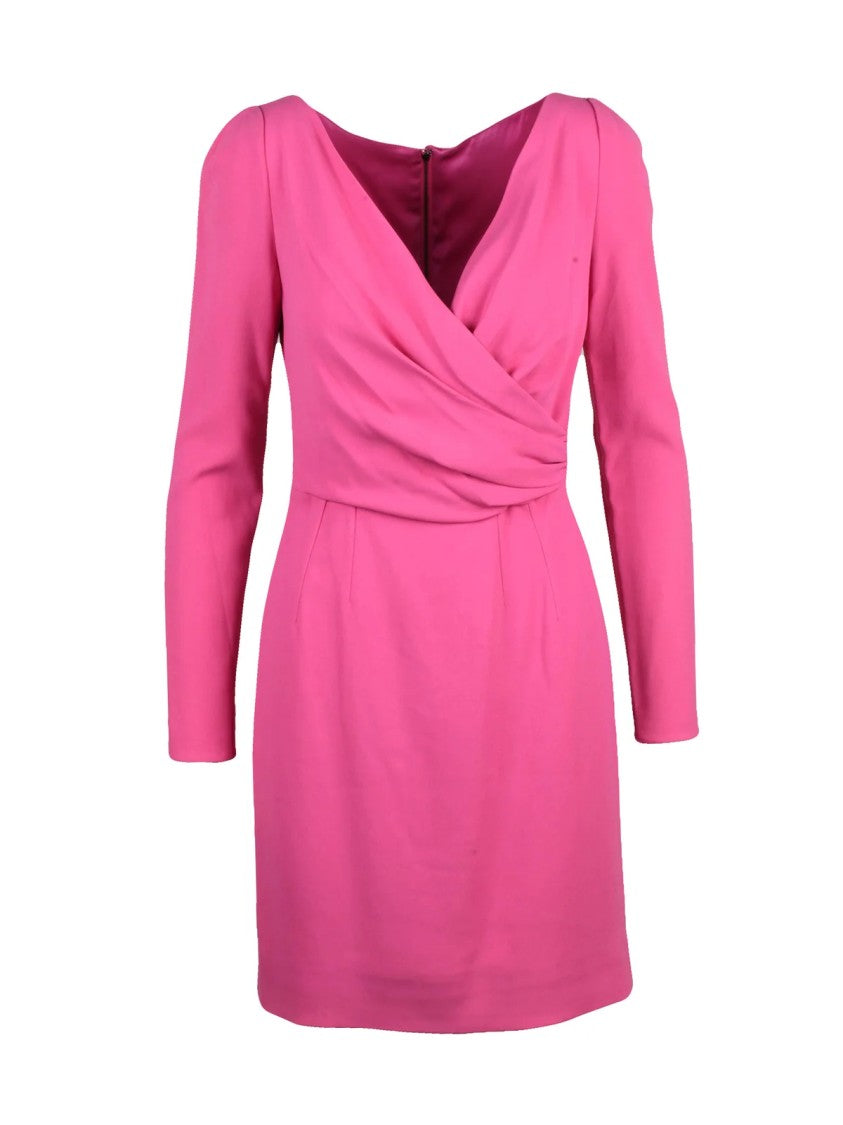 Dolce & Gabbana Vibrant Pink Wrap-Style Dress With Deep V-Neckline