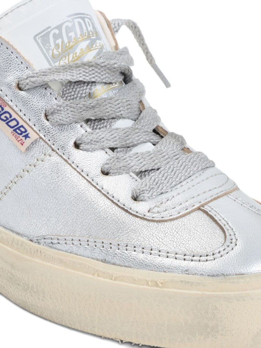 Golden Goose Silver Low-Top Metallic Rubber Sole Sneakers
