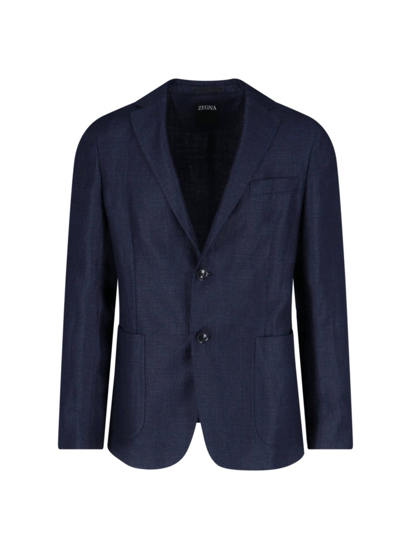Zegna Single-Breasted Blazer – Navy