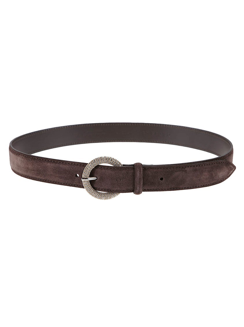 Orciani Slim Dark Brown Suede Belt